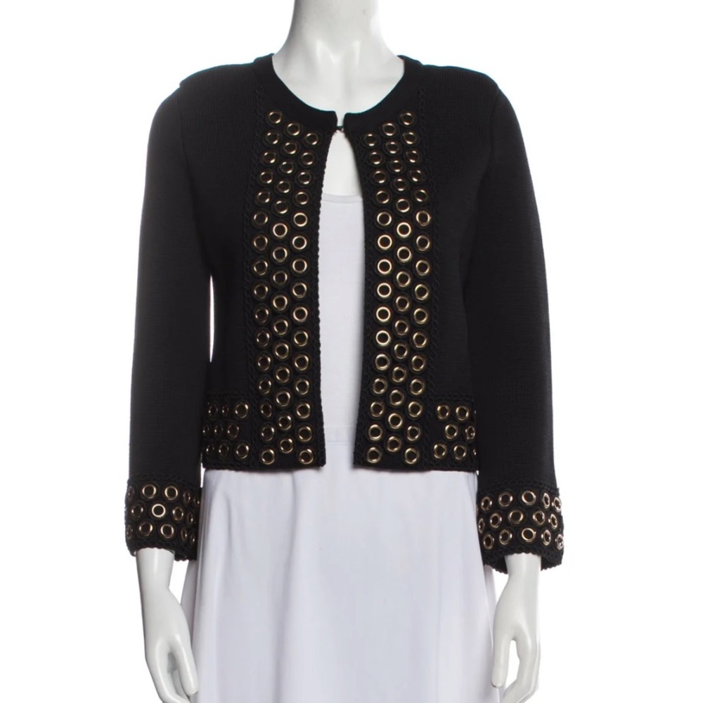 Maje Black/Gold Eyelet Evening Jacket